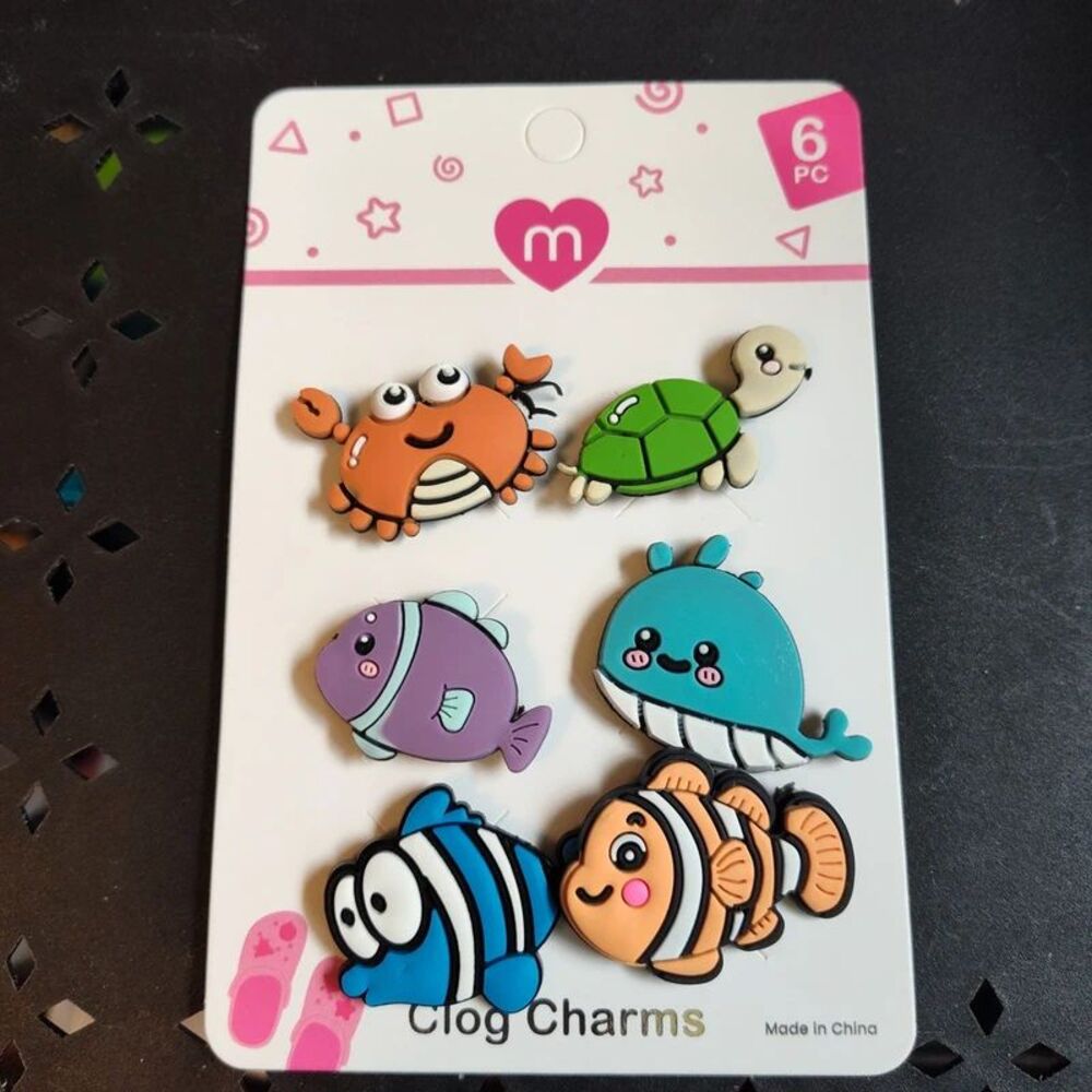 Ocean Animals themed 6-piece clog/croc charms set/unisex